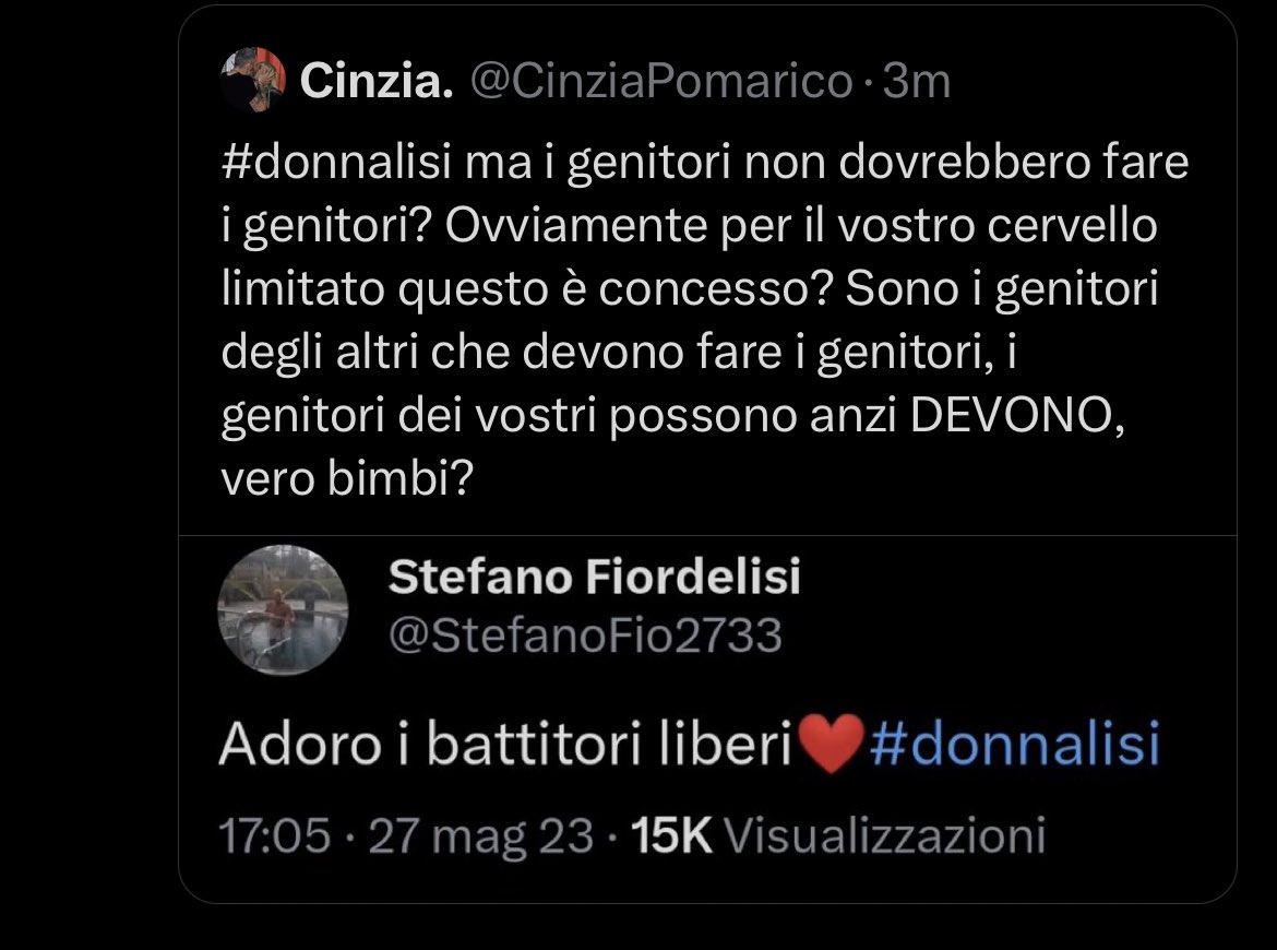 Pisolino10's tweet photo. Da quando è un offesa amare i battitori liberi e sentirsi chiamati in causa?#donnalisi https://t.co/6fGme8OdjP