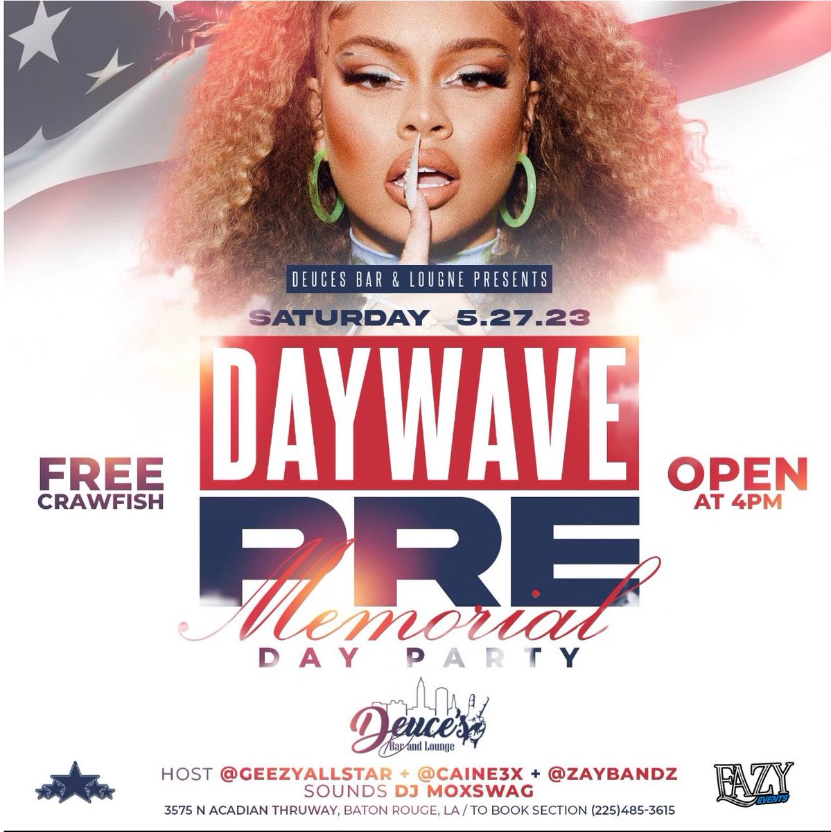 _eazy_no_e's tweet photo. Saturday!  4pm-2am‼️

Free CRAWFISH‼️• Drink Specials‼️
An Epic Saturday at @deuces.la ‼️ DayWave Day Party  Leading To Ultimate Sunset Party ‼️

@_eazy_no_e @igotthagoattalk @geezyallstar Taking It Up A Notch along w/  @moxswag @djneworleans 🍾 #WavySunset https://t.co/4MqlfWE27Y