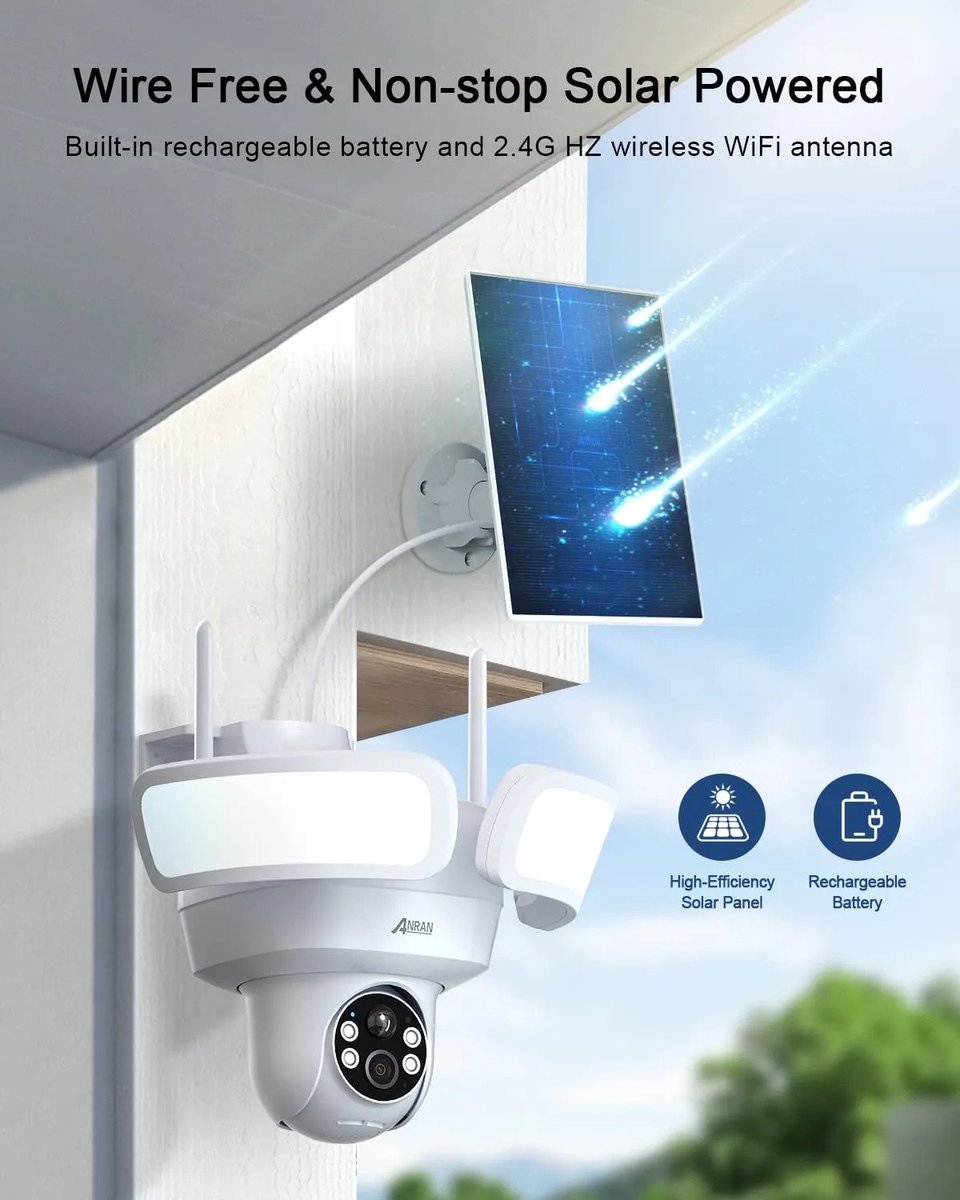 ANRAN new product F1 Released~ Solar Floodlight Security Camera check details: bit.ly/anran_f1 #solarsecuritycamera #securitycamera #wirelesssecuritycamera