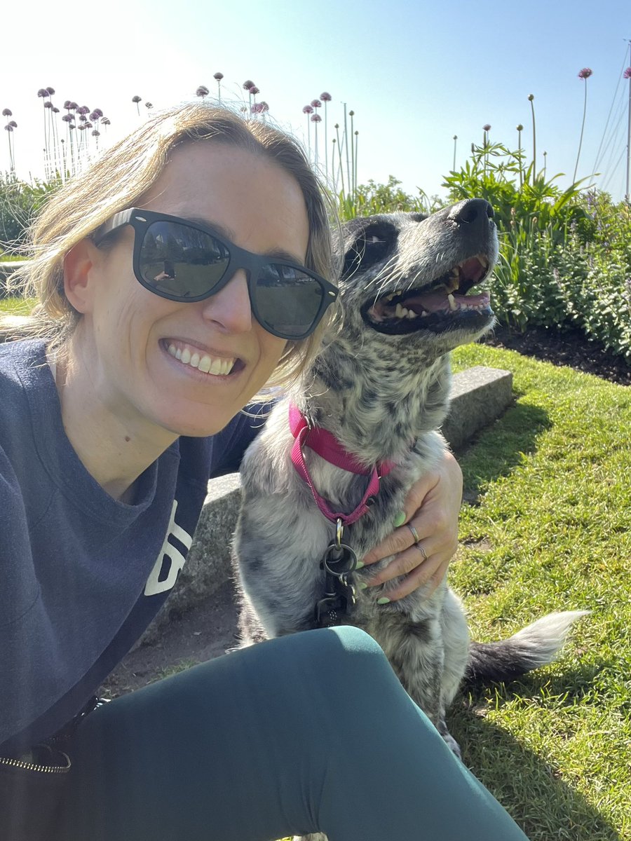 Bubba and her human (morning walk edition) 🐶 ♥️