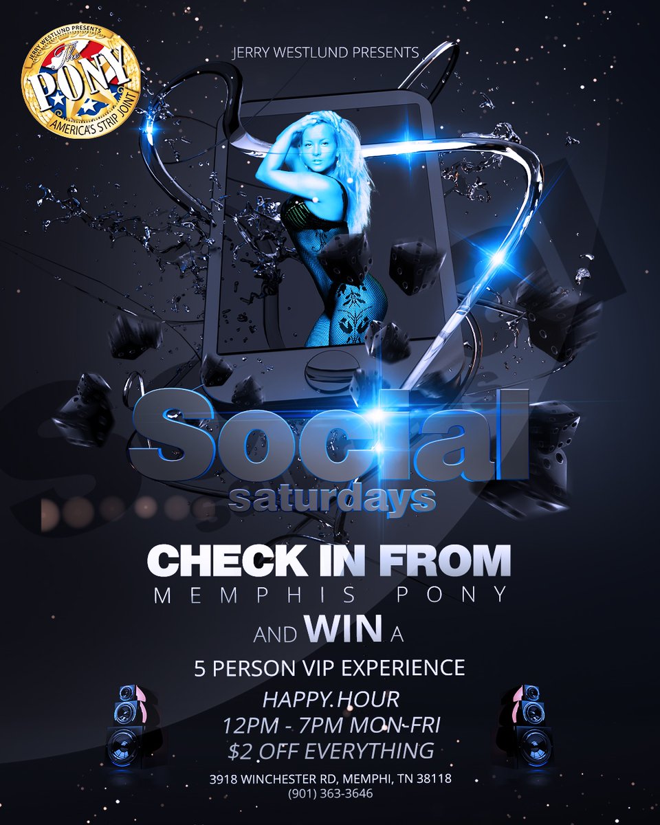 How's your weekend so far?
We can make it better!💋💋💋
Socialize with the hottest entertainers in Memphis!
Remember to check in for your chance to win a 5-person VIP!
.
.
.
#SocialSaturday #socialbutterfly #weekend #fun #thingstodo #BestOfMemphis #saturday #ThePony #PonyClub ...