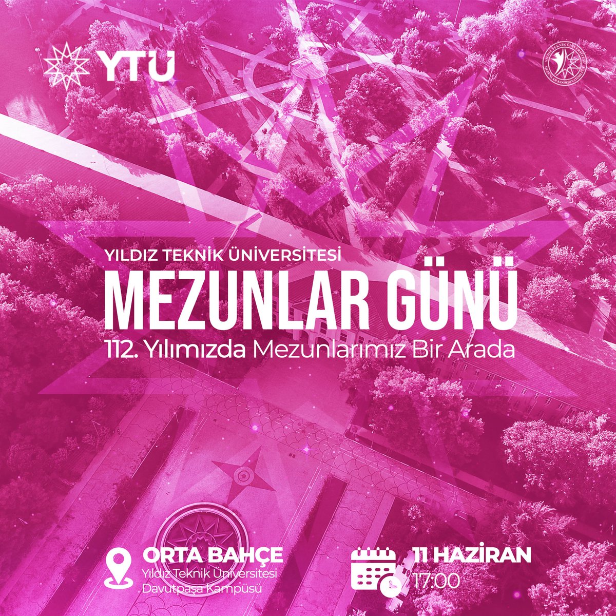 YTÜ Mezunları Buluşuyor! ✨

YTÜ mezunu olmanın gururunu bir kez daha yaşamak için tüm mezunlarımızı bekliyoruz. 🤩

Kayıt için 👉🏻 bit.ly/43hShBv

🗓 11 Haziran Pazar
🕔 17.00