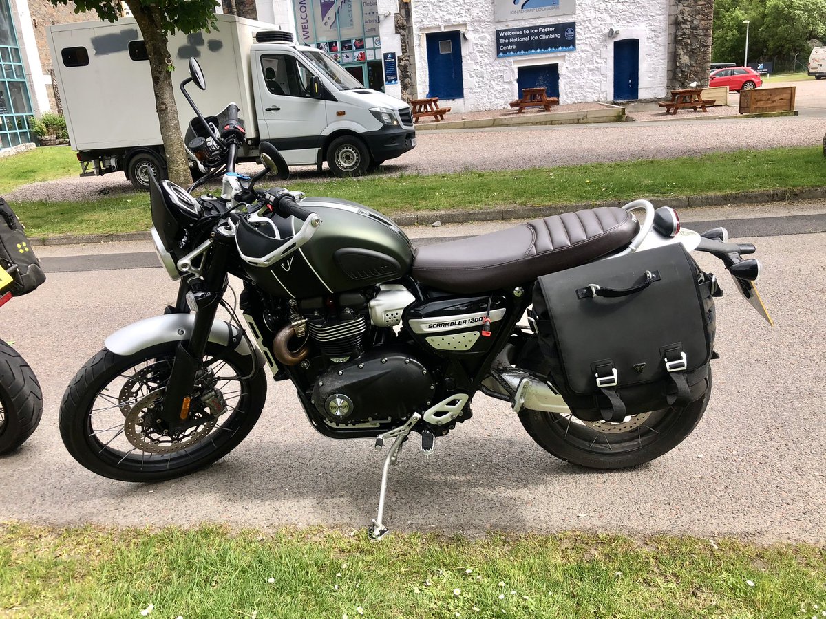HelenApplecross's tweet photo. Just finished a fantastic Saturday ride out around Oban, Glencoe, Fort William and Kinlochleven - very jealous of my pal’s Triumph Scrambler. https://t.co/fFwFKfoY2f