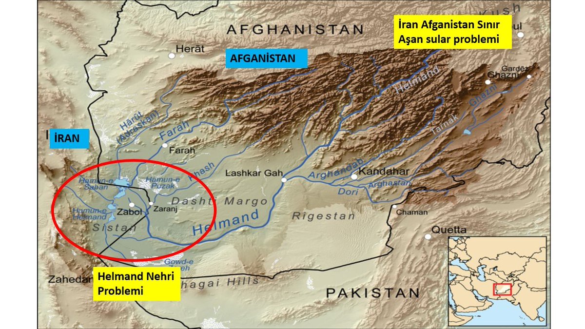 İran ve Afgaistan arasında en önemli problem alanlarından birisi de,Afganistan'dan doğan ve İran'a akan HElmand nehrinin sularının paylaşımı meselesidir.
2 ülke 10 yıllardır bu meseleyi tartışır. İran yeterli su vermediği gerekçesiyle Afganistan'ı suçlar.
Son gerginlik buna bağlı