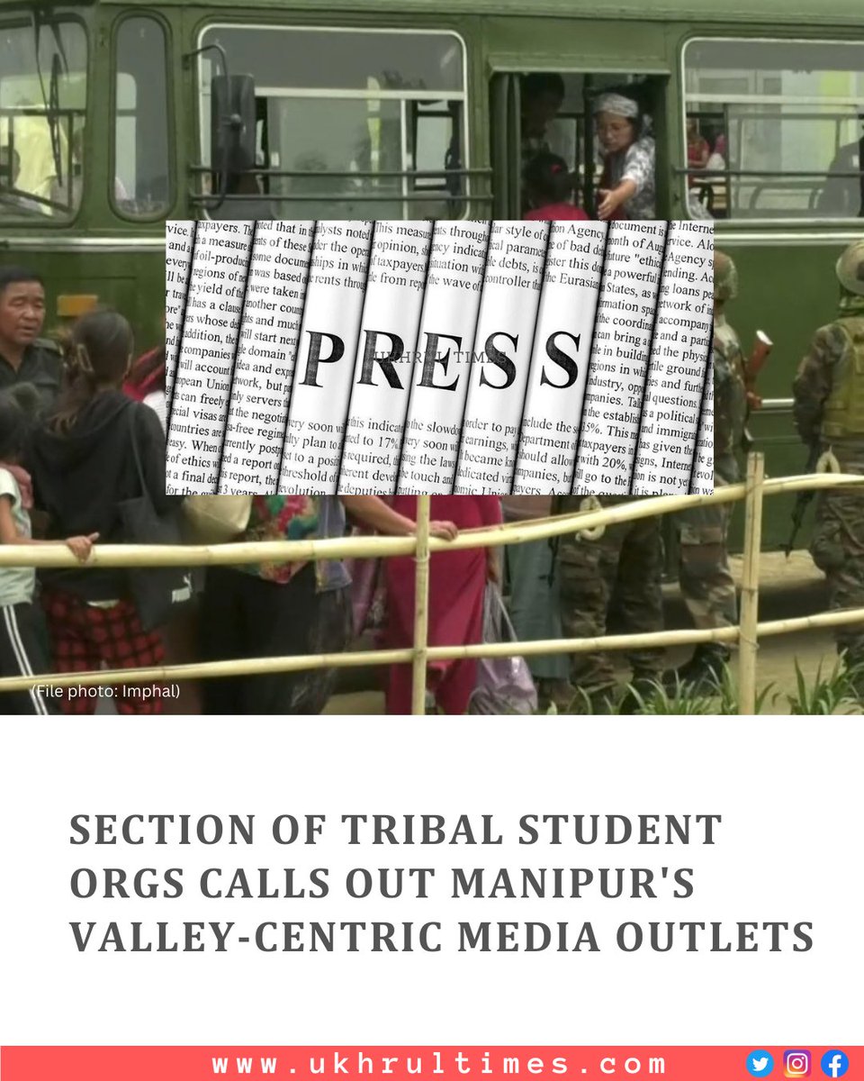 ukhrultimes's tweet image. #Churachandpur, May 26: Four tribal student organisations have accused media outlets, including #NorthEastLive of selective reporting in the ongoing #EthnicViolence in #Manipur triggered on May 3. While declaring ban on #Imphal valley-based #media outlets, it has accused the same