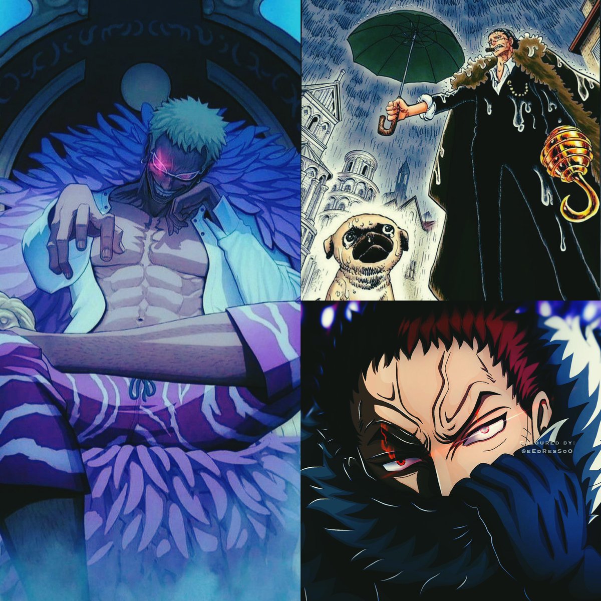 Voici les trois meilleurs antagonistes de One piece pour l’instant

Doflamingo 80%
Crocodile 14%
Katakuri 5%
Dsl mais pas de Kaido ni Big mom 1%