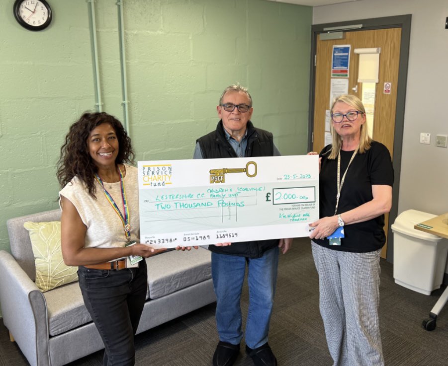This week Ken Chair of @officialpscf went to @LeicsCountyHall Children's Family Unit Coalville to hand over a Cheque for £2000 as part of the special donations.  This was gratefully received by Angie Sykes (Early Responder) and Krysha Catterall (Family Wellbeing Worker). ❤️
