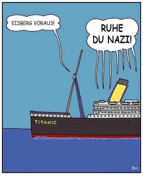 Diese Woche entdeckte ich dieses Cartoon hier auf #Twitter und liebte es sofort. ☺️😂 

Es wurde direkt innerhalb meines Dunstkreises geteilt. 

Mit einem Problem:
Viele verstehen die Pointe nicht. 😳

Warum? #Nazi