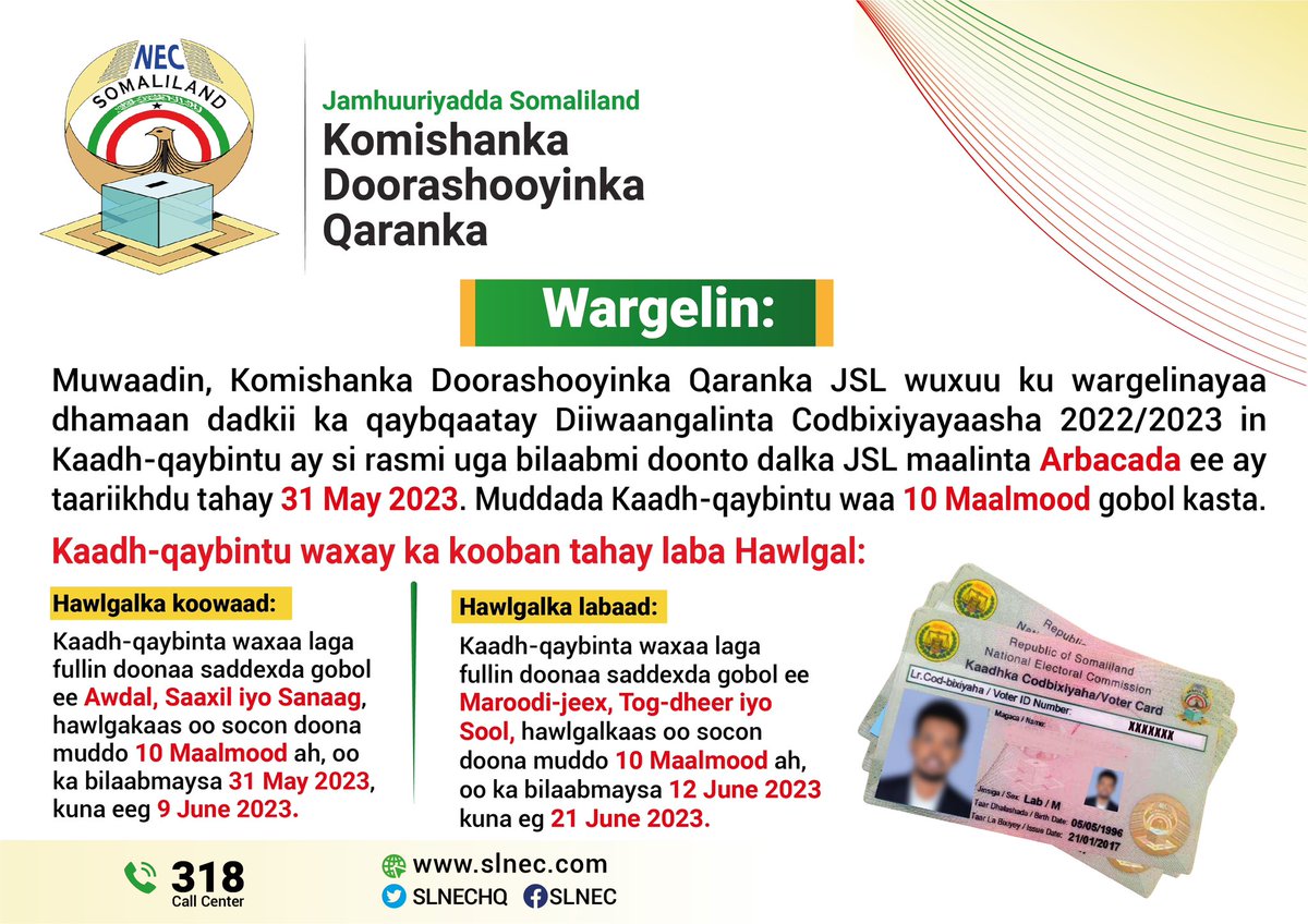 Somaliland National Electoral Commission (SLNEC) tweet media
