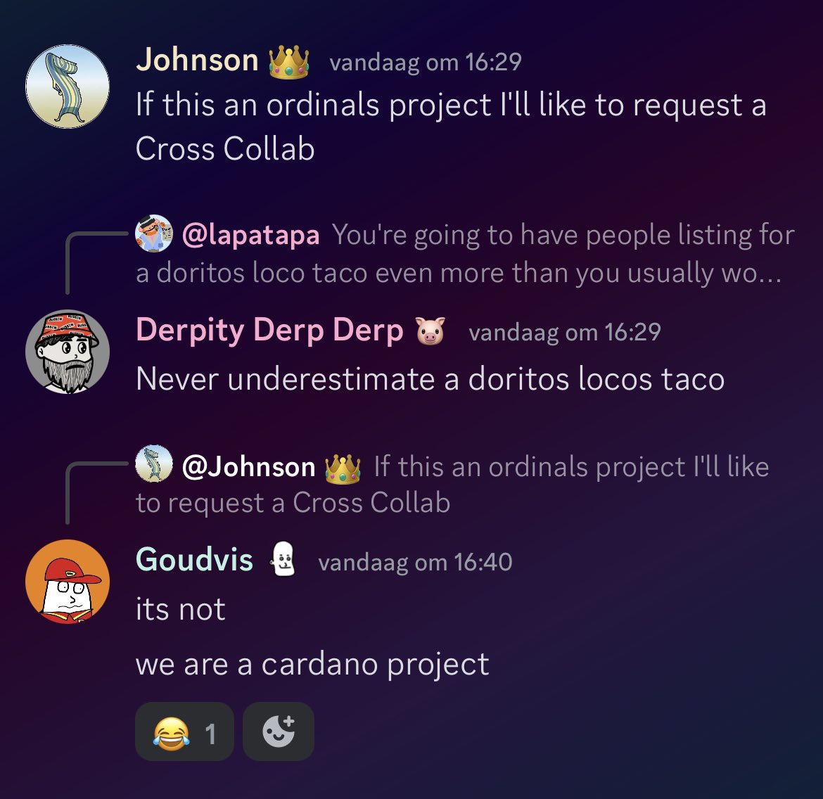 Shame we aren’t a ordinal project, could’ve had a cool collab