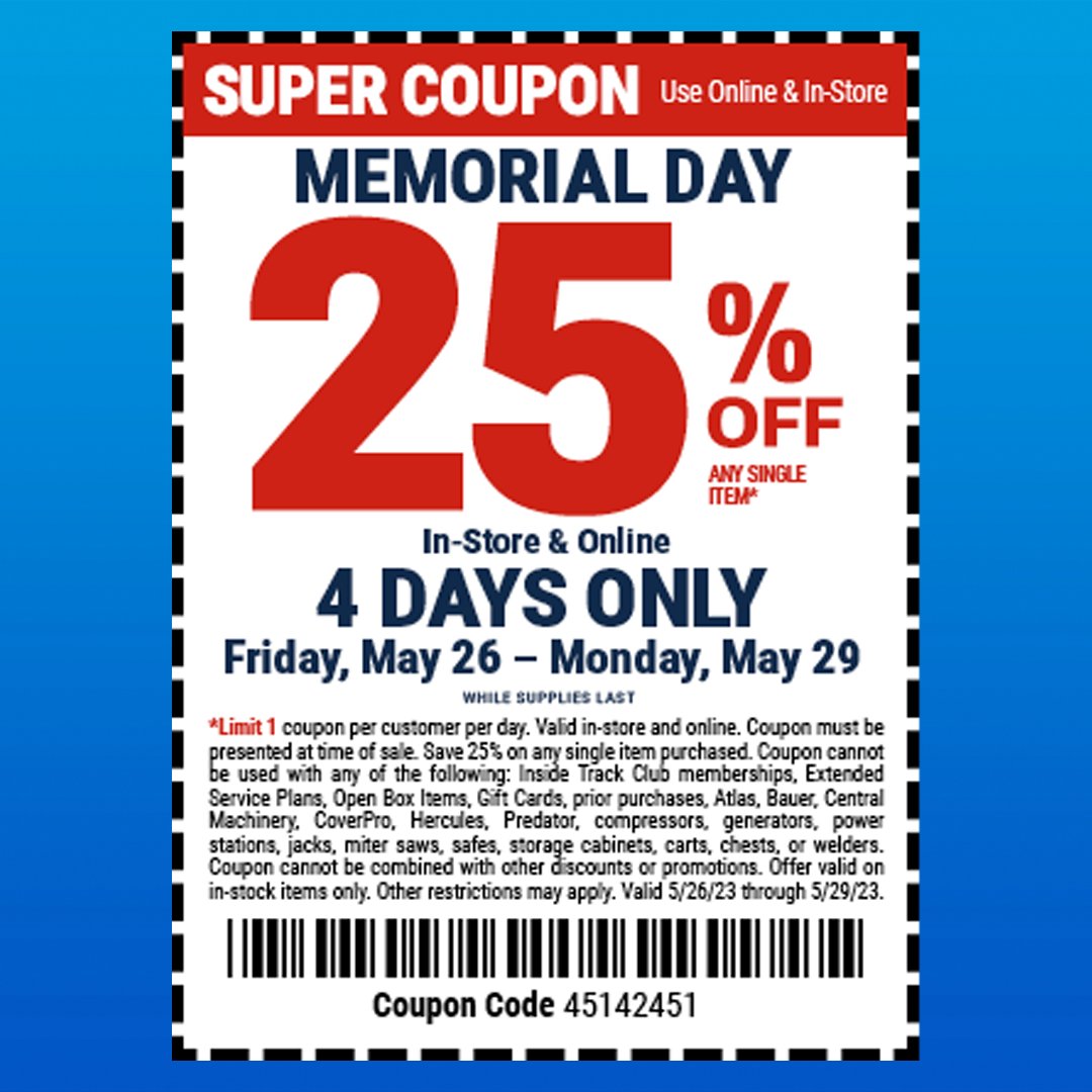 Harbor Freight on Twitter "Get 25 off ONE single item at Harbor