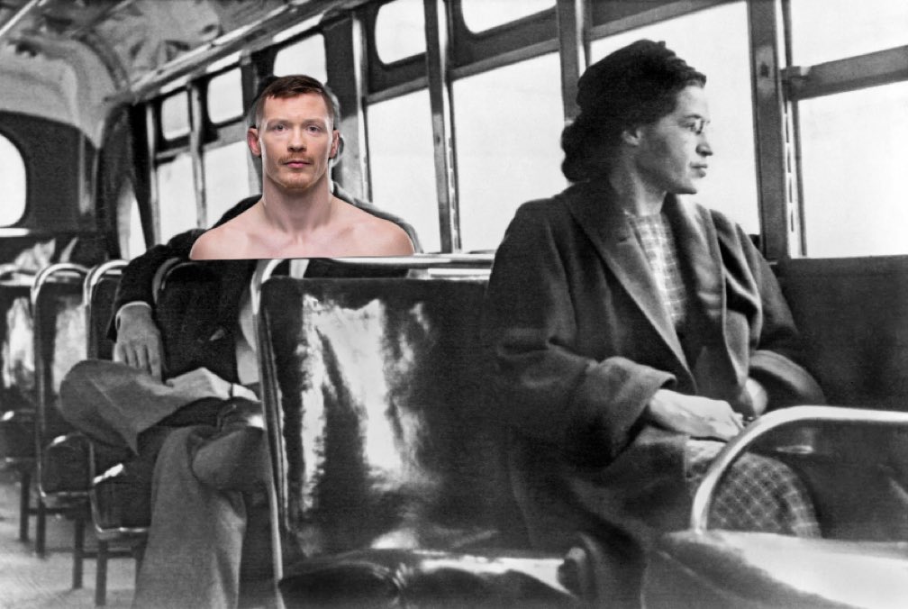 JoeIsThere's tweet image. Joe Duffy on the bus with Rosa Parks (December, 1955)
