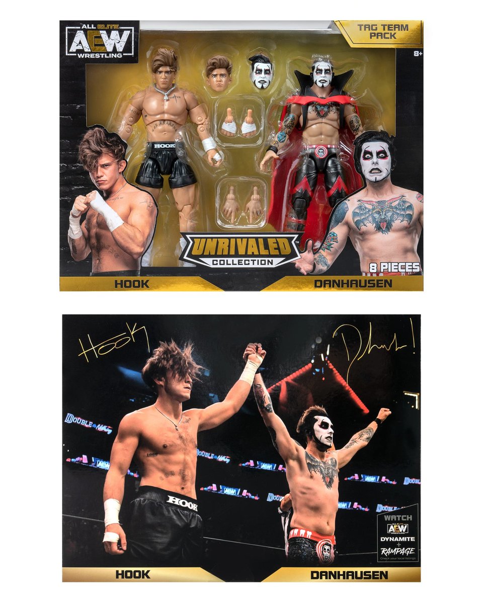 The Major Wrestling Figure Podcast on X: New images of @Jazwares' @AEW  Unrivaled Collection @-Exclusive HOOKHausen (HOOK & @DanhausenAD) Tag  Team Pack! Pre-order now at  #AEWDoN #AEW  #AEWUnrivaled #AEWUnmatched