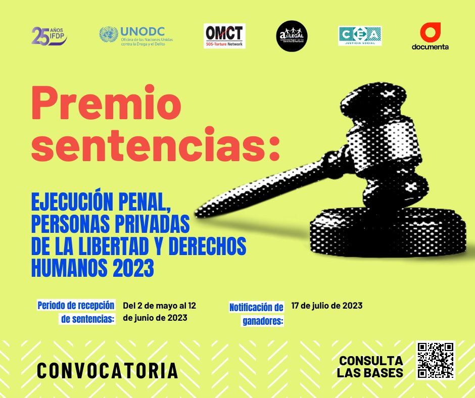 DocumentaAC's tweet photo. La convocatoria para el #PremioSentencias ejecución penal 2023 👇, ya está abierta 🙌. 

Conoce toda la información para participar en 👇 https://t.co/g2mwmIwboW
https://t.co/hHgGjqcwrw https://t.co/eQXls6To95