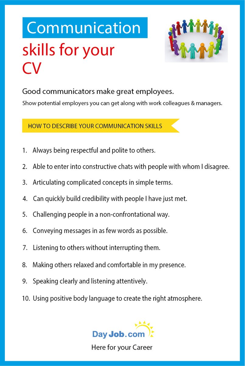 Good communicators make great employees. It's vital you show potential employers you can get along with work colleagues and managers. #communication #communicationskills #communicationskillstraining #communicationjobs #skills #CV #templates #resume #cvtemplates #word #jobs