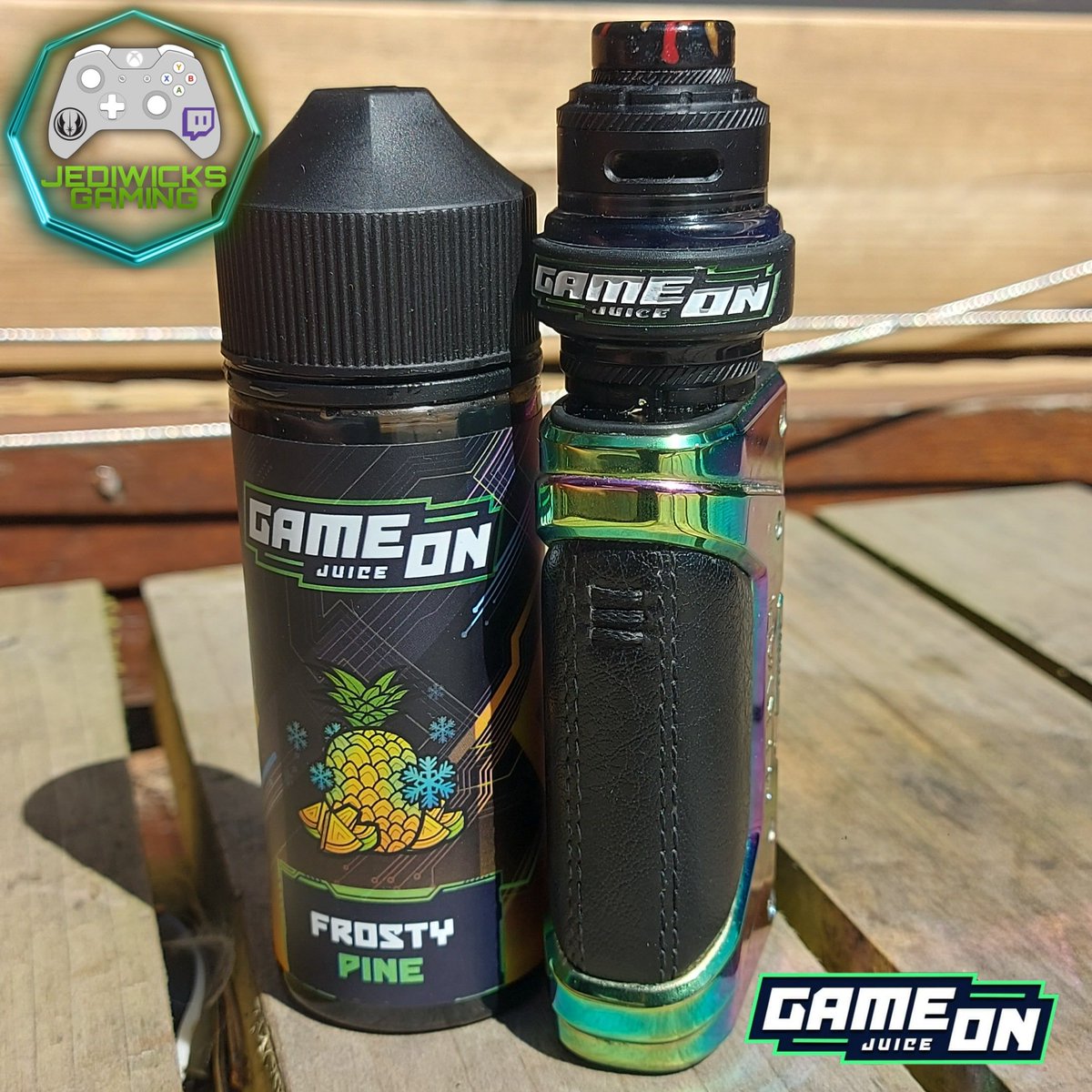 #suns out so I'm on the @GAMEONJUICE Frosty Pine. The perfect #vape for these #warm days.

#Order from gameonjuice.com/?ref=Jediwicks & use the #Discountcode JEDI to #save 10%

#gameon #GOJ #gameonjuice #vaper #gamer  #streamer #partner #uk