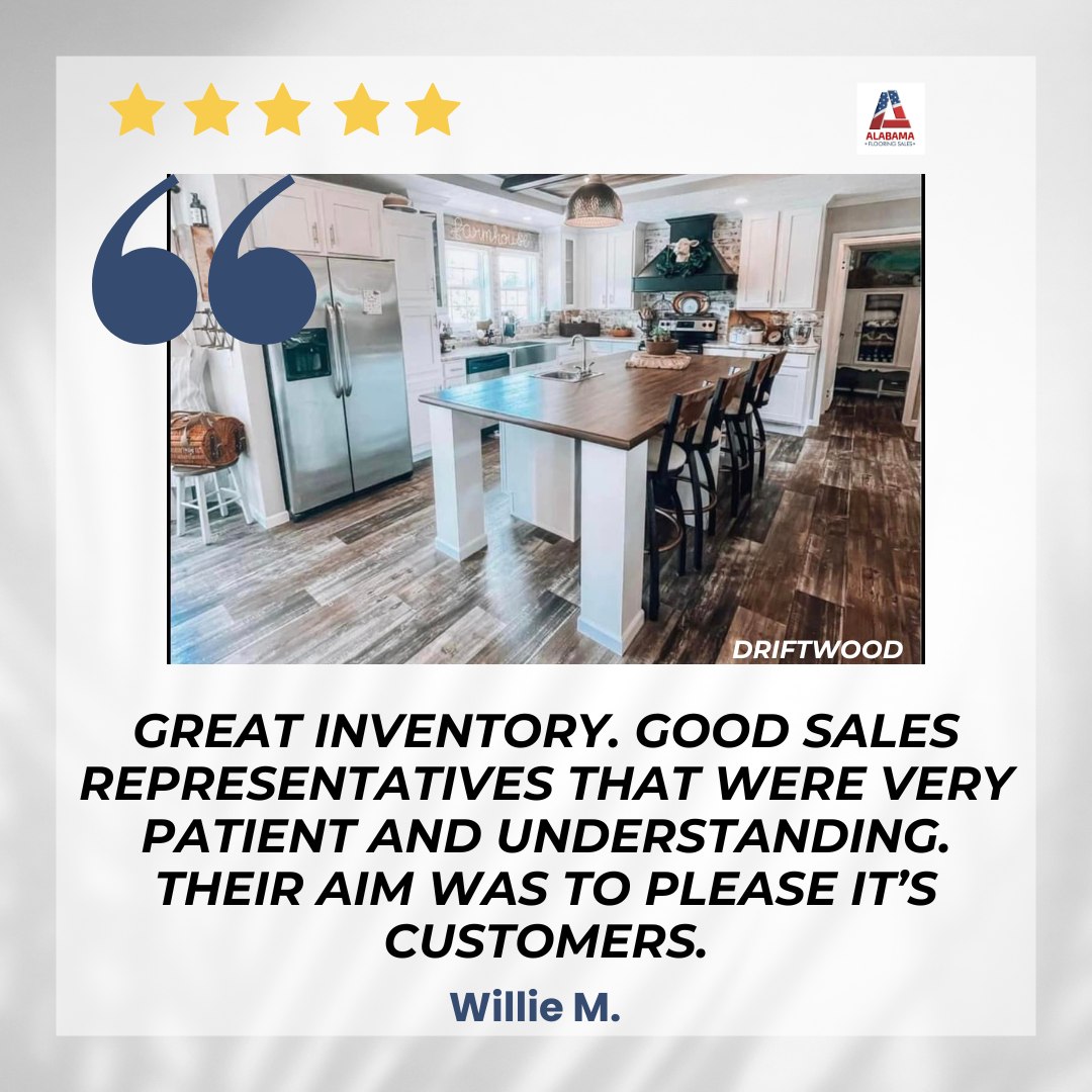 Thank you Willie for this great review!

#BirminghamAL #Flooring #ChelseaAL #Alabama #InvernessAL #GreystoneAL
#Remodeling #Construction #ChelseaPark #HooverAL #ShoalCreekAL #PelhamAL #AlabasterAL #MountainBrookAL #RealEstate #CaleraAL #ColumbianaAL