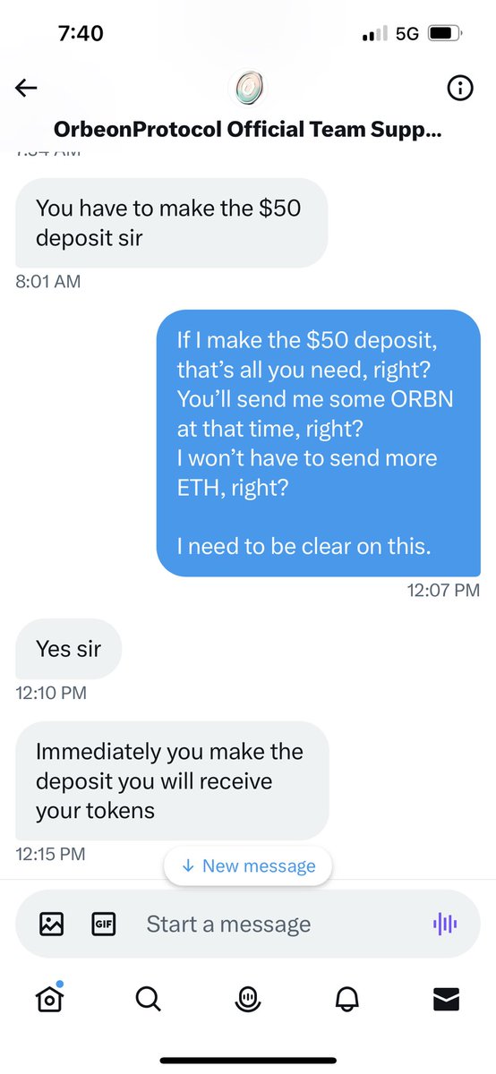 danpearson1961's tweet photo. @OrbeonProtocol Orbeon = Liars. See this exchange. They promised me the tokens I’d bought in pre-sale, plus “bonus tokens,” for one more $50ETH deposit. I did it (stupid me). Now, they want more. That’s “pig roasting.” If they got you, call  your nation’s internet crime org. Stop these thieves. https://t.co/gC7Kp8Zo1K