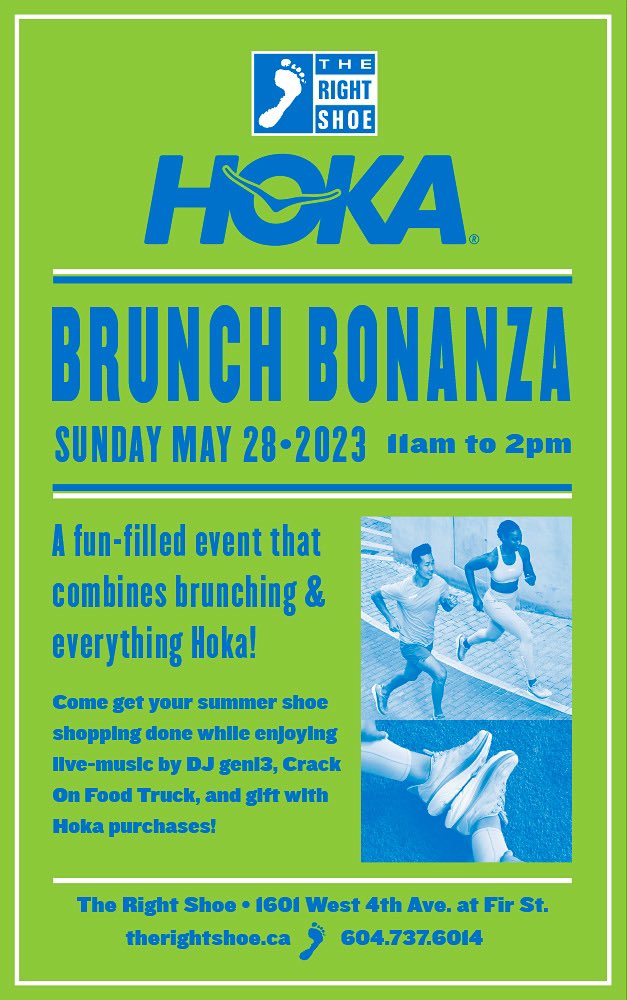 See you tomorrow for our @hoka event! Gift with purchase, plus 🍳 from CrackOn food truck and good beats! 🎧 #RunVan #Kitsilano