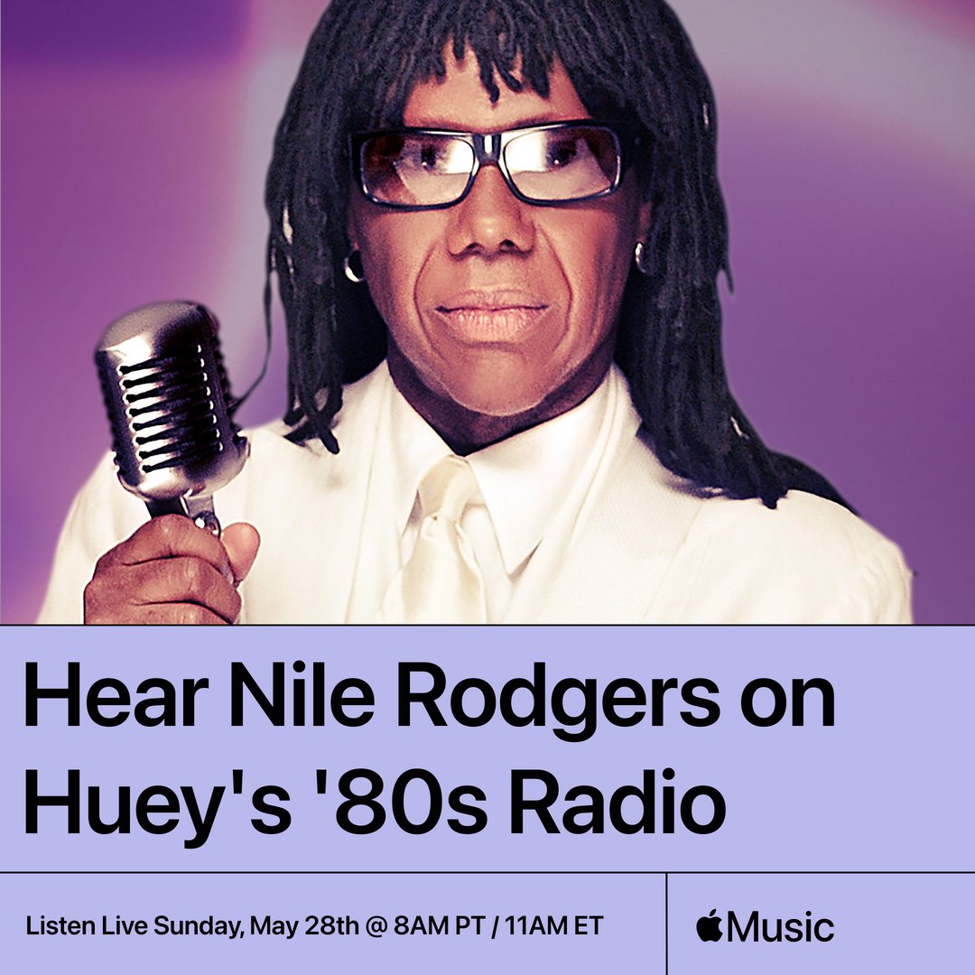 This week on his @AppleMusic show, Huey chats with legendary musician / songwriter / producer Nile Rodgers about his illustrious career, including working with 80s luminaries Madonna, Duran Duran, and David Bowie. #hueylewis #nilerodgers