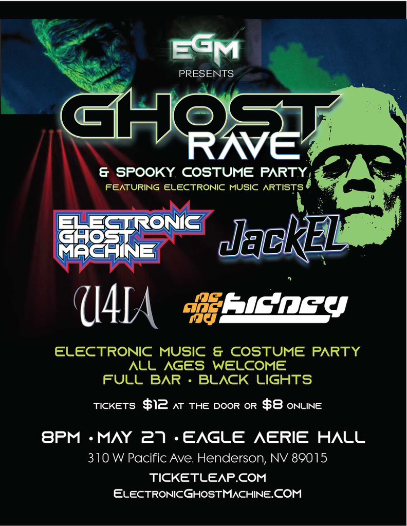 anyone local to LV? join us tonight for an #undergroundrave and costume party at Eagle Aerie Hall in Henderson. tix at ghostrave.eventbrite.com #lasvegasrave