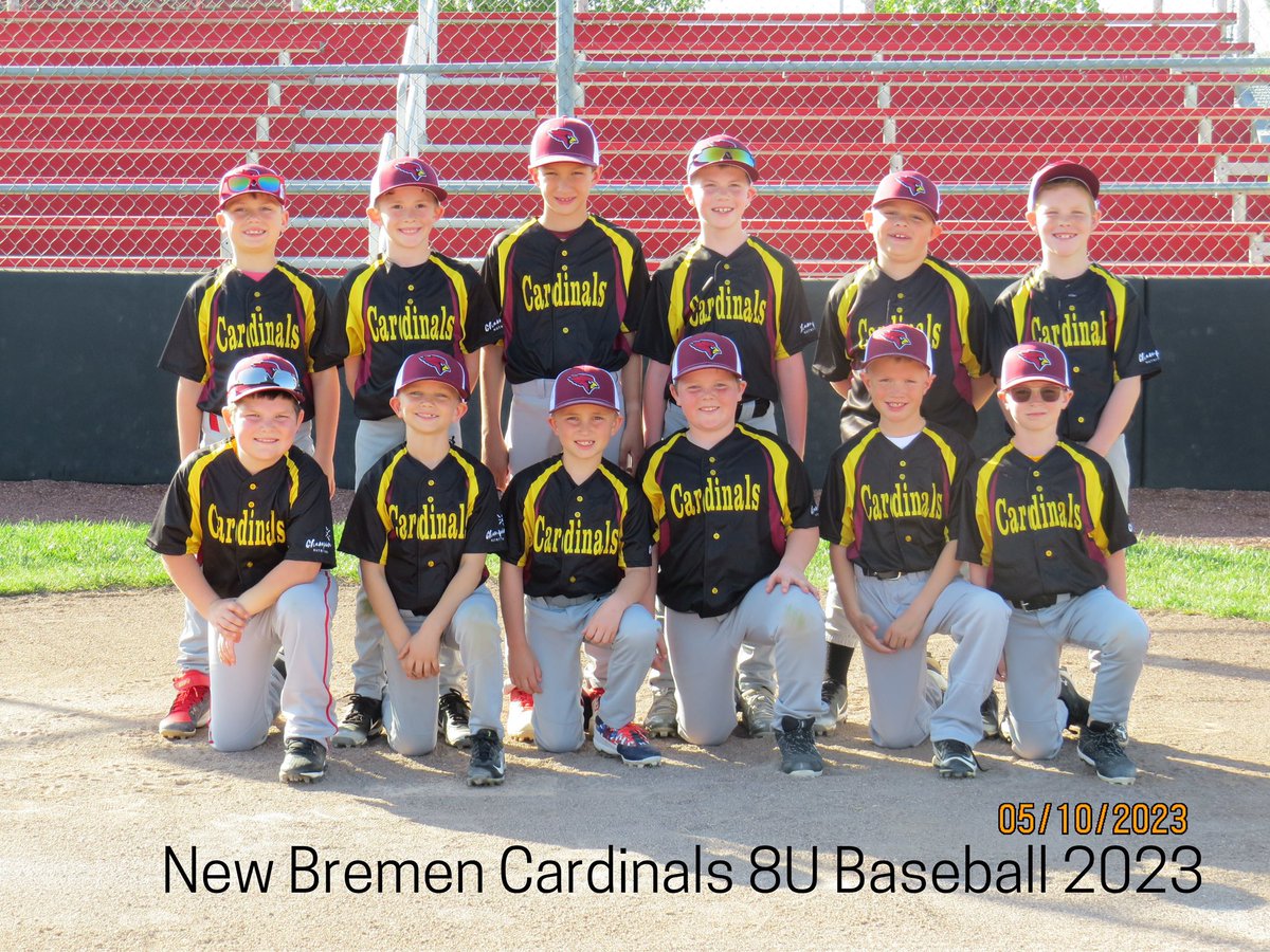 Firks_Justin's tweet photo. The New Bremen 8U baseball squad improved to 5-0 with a double-dip sweep of the Fort Loramie Redskins by the scores 21-9 & 21-6. The boys have outscored their opponents 103-35 on the summer campaign. #SolidD #SwingTheSticks #OnePitchWarriors https://t.co/5qioxCjl8I