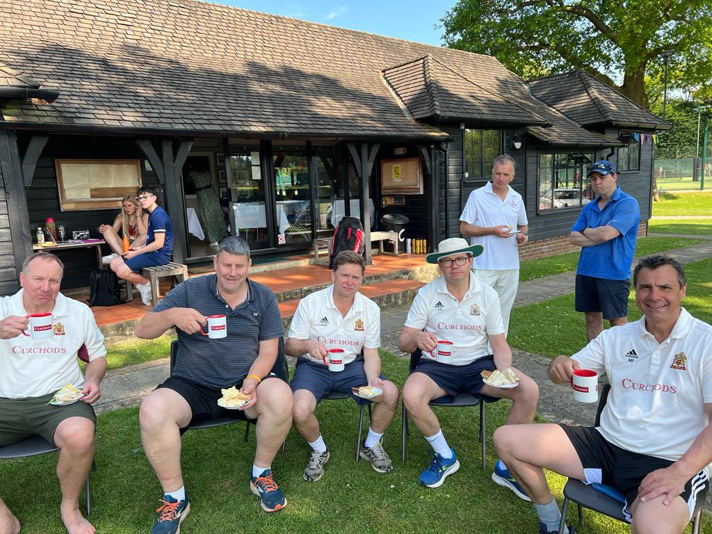 2nd XI enjoying tea time thanks to <a href="/Curchods/">Curchods Estate Agents</a>