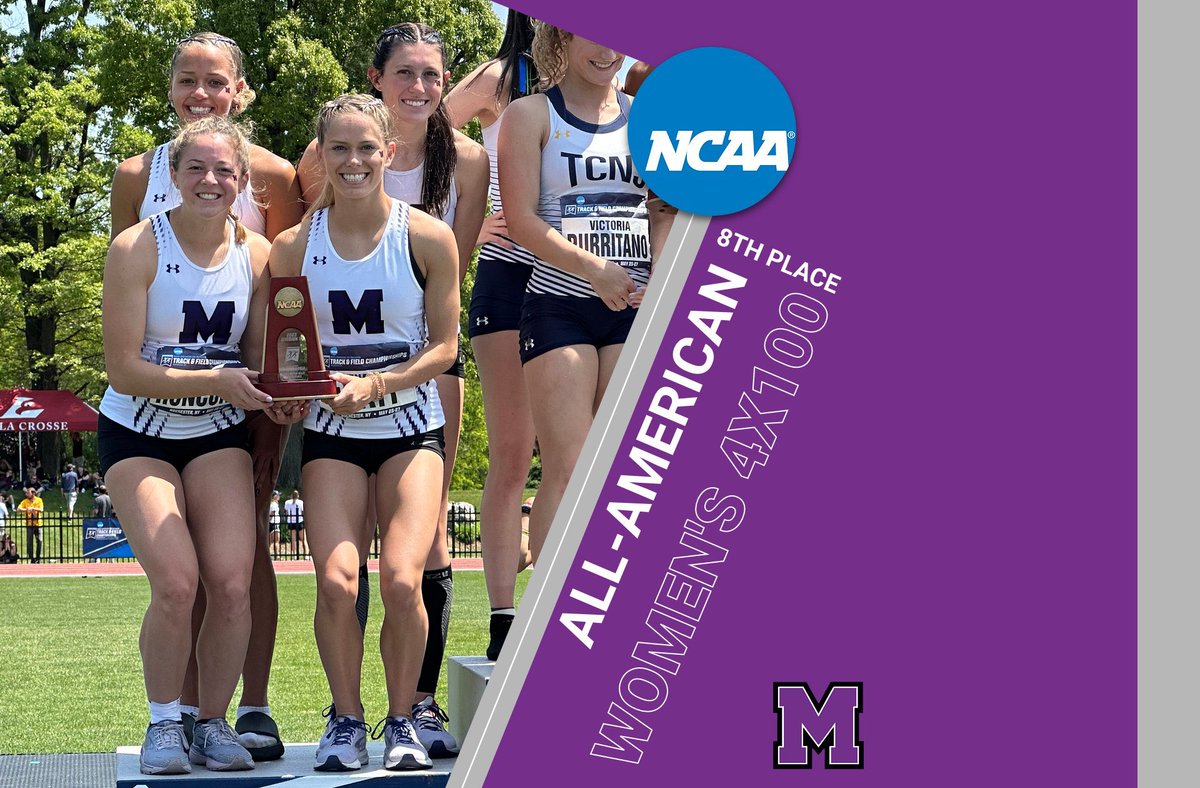 purpleraiders's tweet photo. 🚨All-American🚨
Lauren Roncone to Kenadee Wayt to Madison Miles to Kennady Gibbins finished 8th in the 4x100-Meter Relay. #GoMountGo https://t.co/HbLK3yvWoO