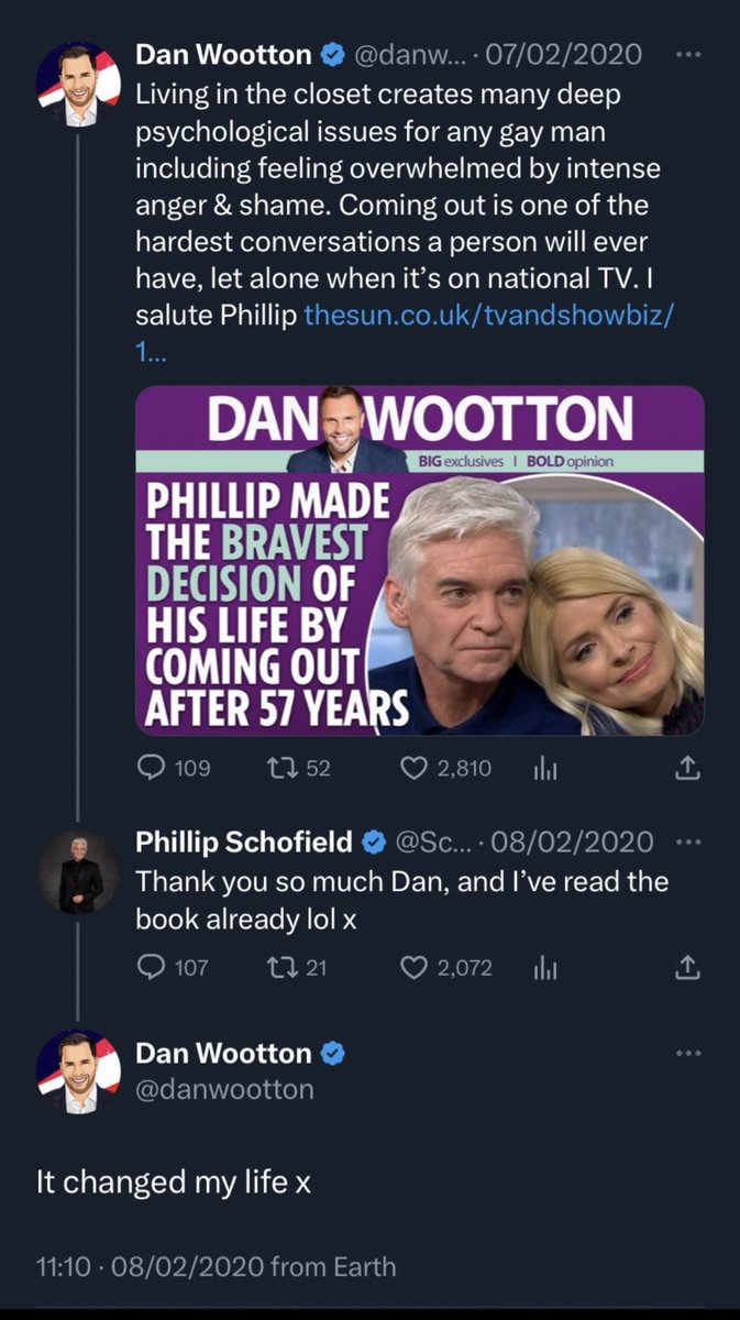 @danwootton @MailOnline “I told ITV about Phillip Schofield’s affair with his young colleague in 2019 and urged them to investigate, but in 2020 I wrote a column about how brave Schofield was and saluted him.”