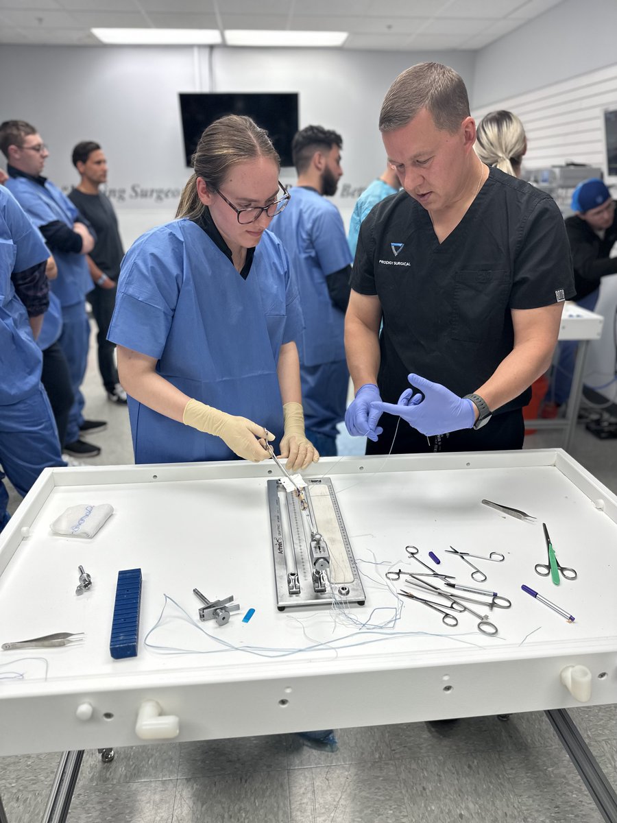 We had our surgical cadaveric lab in which they performed a labrum repair, AC joint stabilization and a latarjet procedure in the shoulder. And they performed a quad tendon ACL reconstruction. Thank you to Arthrex/Prodigy Surgical, Dr. Brian Mata & Jess Frame! #UBuffalo #UBSPHHP