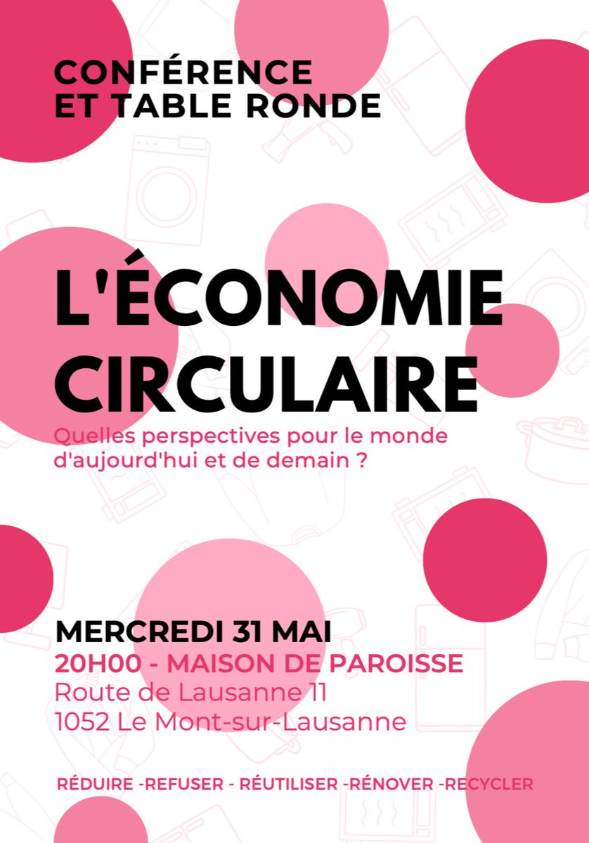 gpsuisse's tweet photo. #économiecirculaire: venez suivre la conférence ce mercredi 31 mai à 20h au Mont-sur-Lausanne. Une discussion organisée par @lemontcitoyen, avec parmi les intervenant·es, notre experte @joelle_herin.
#circulareconomy #circularswitzerland https://t.co/8FDR6zFbEQ