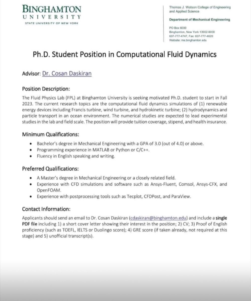 PhD opportunity in computational fluid dynamics 
👇🏾