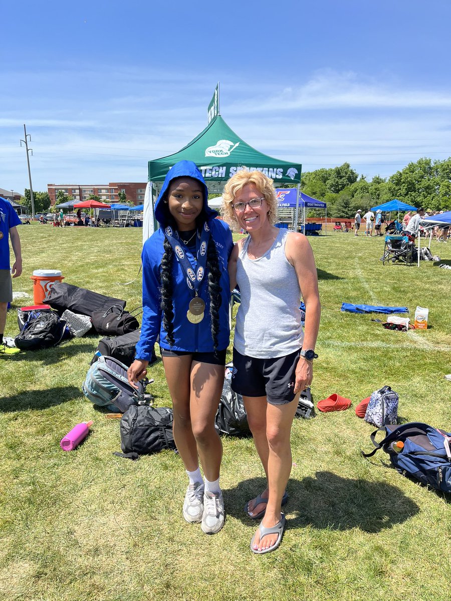 Here are Cedar Crest Track &amp; Field’s two female State Champions - Kaddel Howard (400M - 2023) &amp; Coach Wendy Barrett (1600M &amp; 3200M - 1986). Howard’s 400M time (53.50) is PA #1 &amp; USA #2 freshman girl!