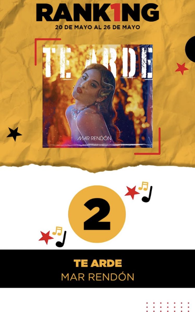 MarRendonMexico's tweet image. Esta semana “Te Arde” de Mar Rendón sube una posición más y se ubica en el puesto #2 de @radiodisneyec no dejen de pedir la canción Marcianes para llegar al puesto #1 @MarRendonMusica 

Vamos a dejar amor por acá: instagram.com/p/Cswzonmry99/…