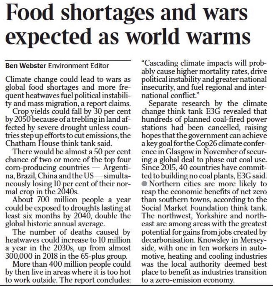 MrMatthewTodd's tweet photo. My thing is just that people deserve to know the truth. What’s coming is devastating. The media have downplayed it for 35 years. It needs to be reported in the appropriate way - on front pages - so the public can be informed and demand action #JustStopOil [The Times:] https://t.co/6nI04s6VPq