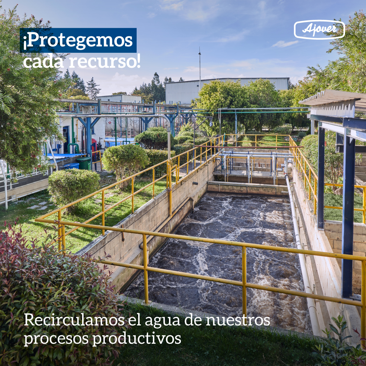 ajover's tweet image. En Ajover la protección de los recursos naturales es prioridad 💧, por eso recirculamos el agua que utilizamos en nuestros procesos para disminuir nuestra huella hídrica 💙.