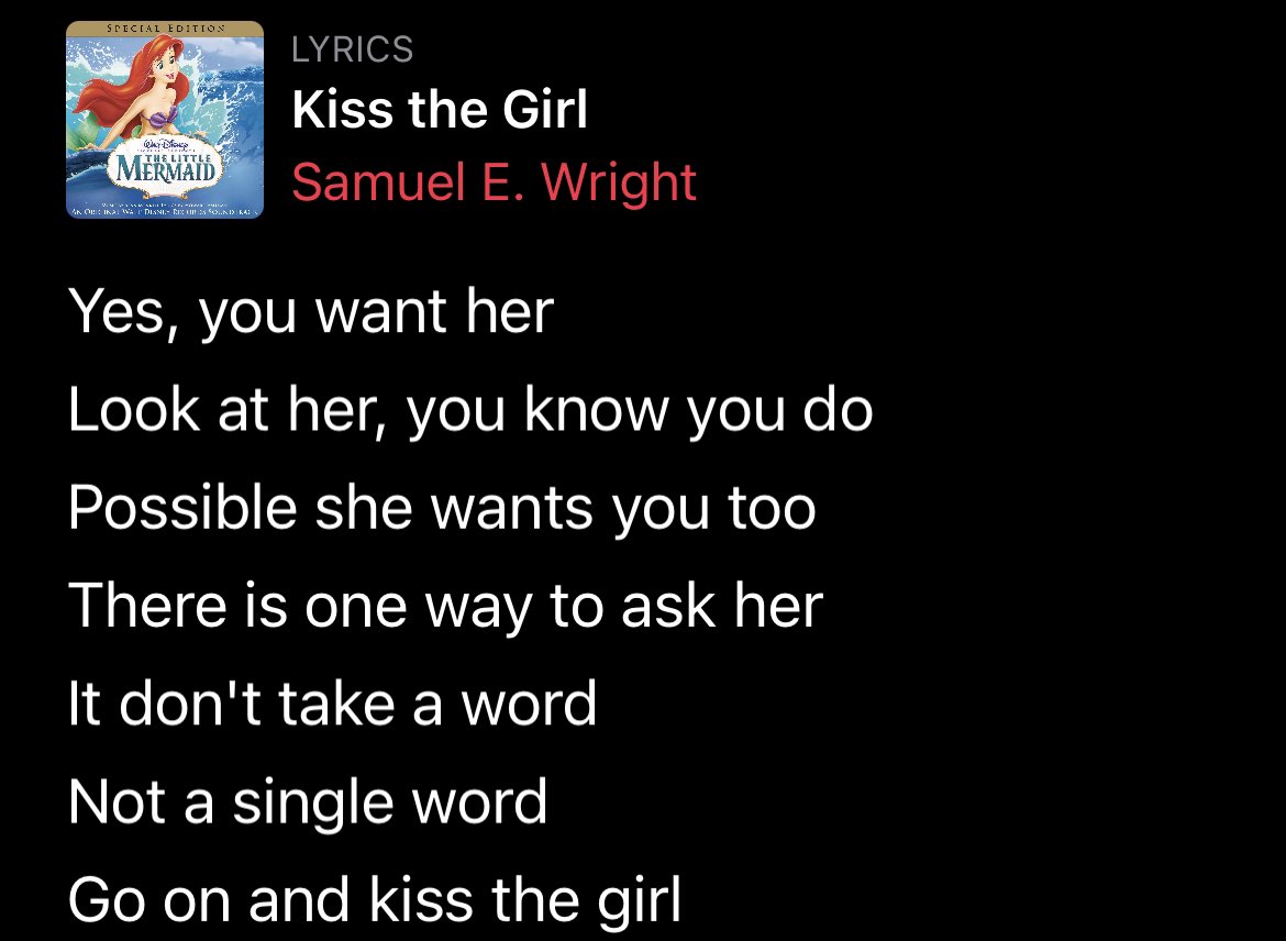 bigchains on Twitter "the new “Kiss The Girl” lyrics with CONSENT 😍 