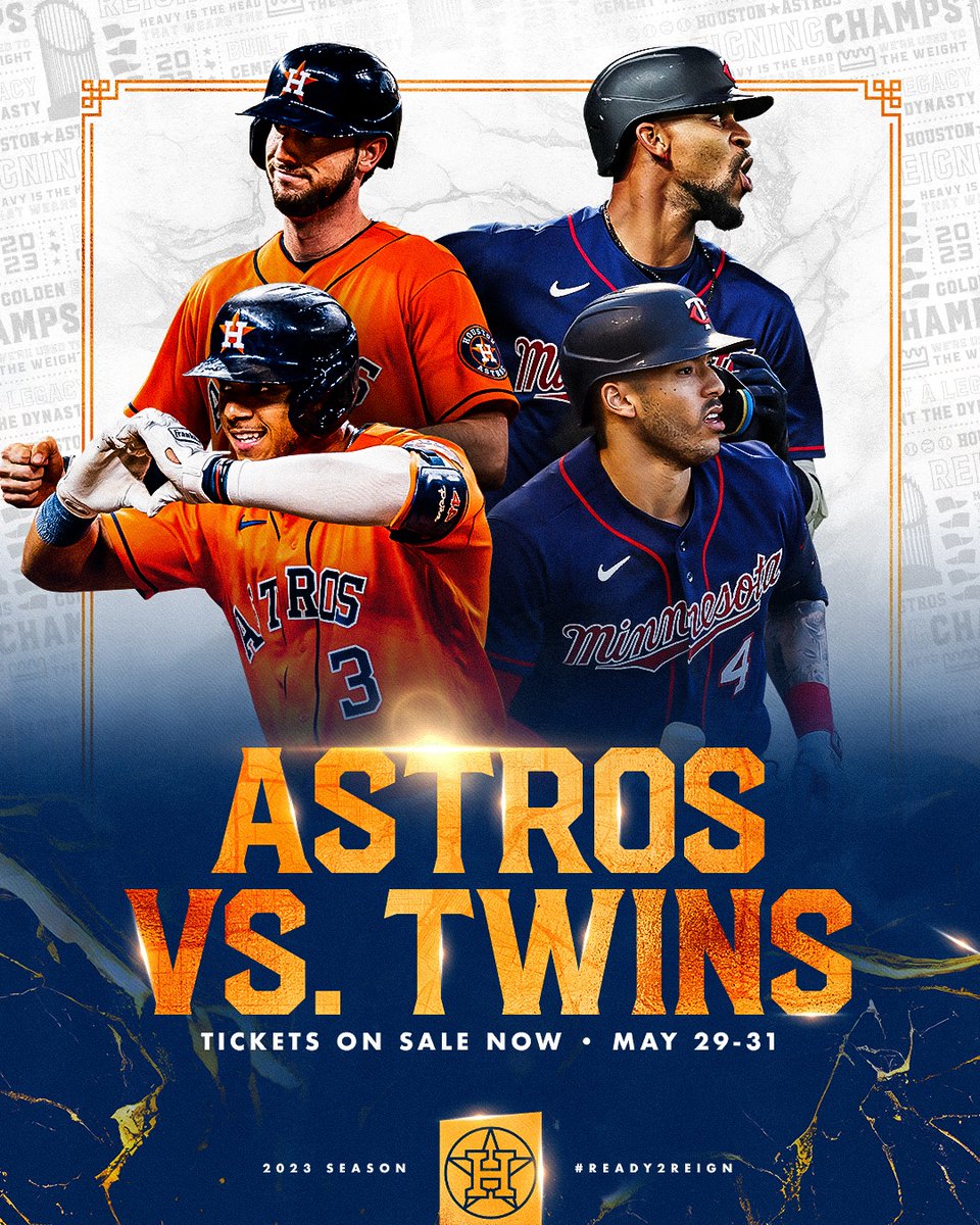 Houston Astros on X: Back home Monday for a six game homestand starting  with a series vs. the Twins. 🎟:    / X