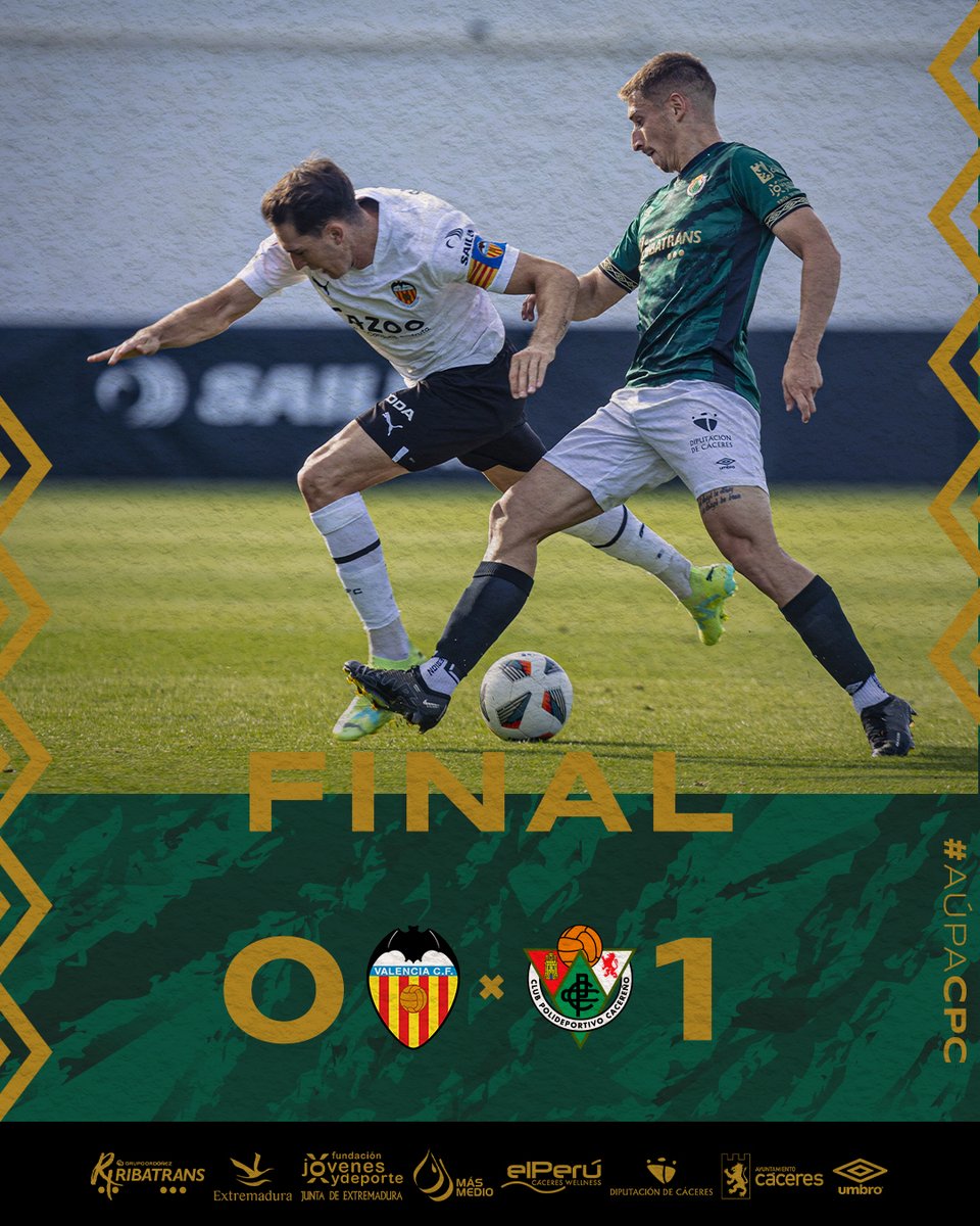 CPCacerenoSAD's tweet photo. ¡FINAAAAAAAAAAL DEL PARTIDO! ¡ESTAMOS EN LA FINAL POR EL ASCENSO A #PRIMERAFEDERACIÓN! Valió el gol de Luis Aguado para darnos la victoria en el Antonio Puchades | 90’ | 0-1 | #ValenciaMestallaCacereño | #PlayoffsAscenso https://t.co/3cYB9dy9Zr