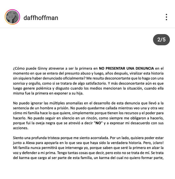 ChismosoteTV's tweet photo. Vale la pena leer con atención lo que dice Daff Hoffman (sobrina de Ginny) con respecto a su familia. Esto está muy fuerte. Vamos con las imágenes:
#justiciaparahectorparra https://t.co/KQn3AcGRTM