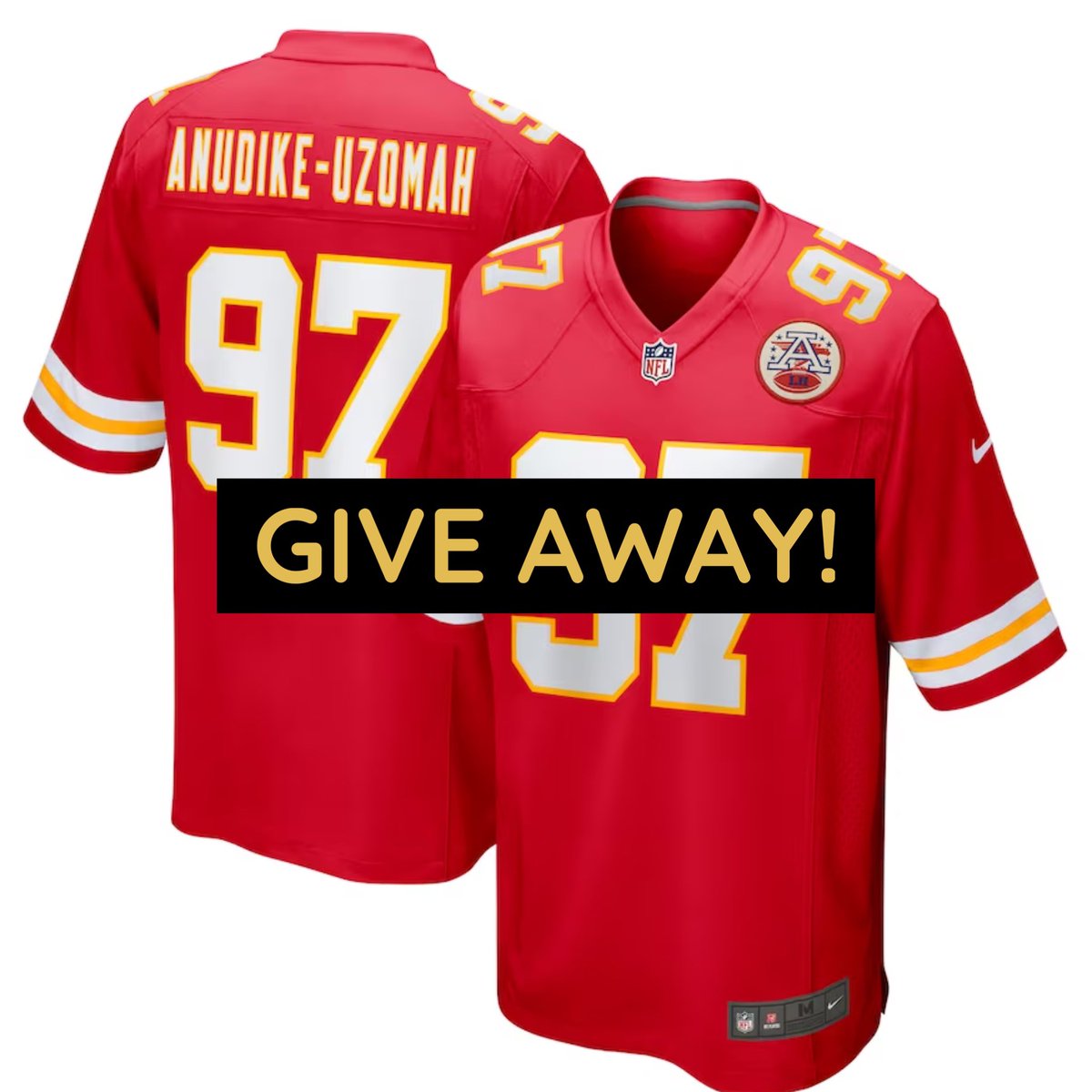 🚨 GIVEAWAY TIME! 🚨

I’m giving away a Felix Anudike-Uzomah jersey! Winner picks size!

Follow &amp; retweet/like this tweet to enter for a chance to win.

Must be in the United States to enter and win. Winner will be announced on Tuesday, June 6, at 8 p.m.

#ChiefsKingdom #Chiefs