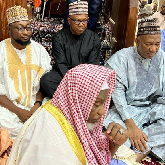 PeterObi's tweet photo. Today, Sen. Datti Baba-Ahmed and I were in Sultan Bello Mosque, Kaduna, for our friend, Alhaji Audie A. Muhammed's event. Alhaji Mohammed served as the North West Coordinator for Labour Party during our presidential campaigns. https://t.co/qfRiEHMeOs