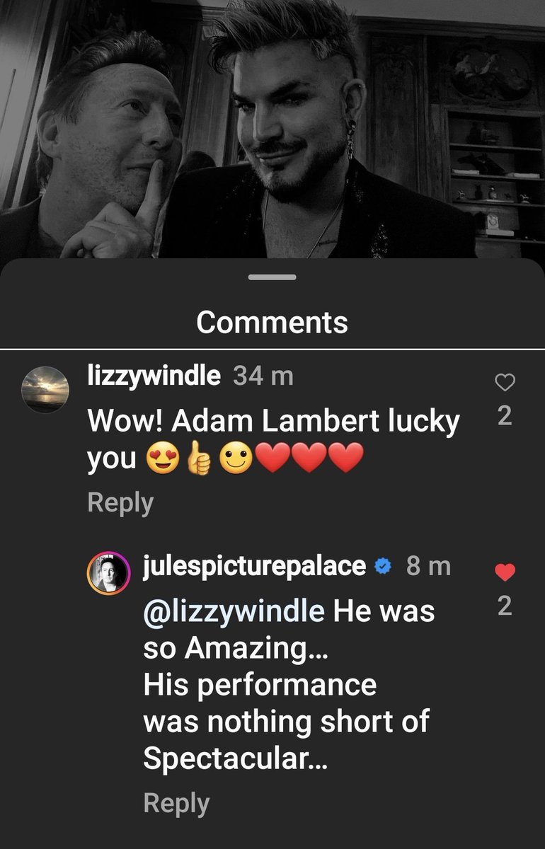 Julian's comment under his post 🥰 #amfARCannes #AdamLambert #JulianLennon