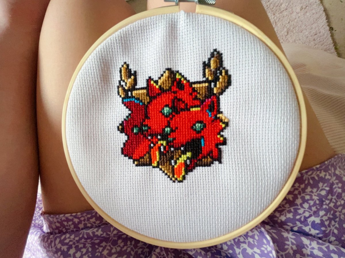 Been playing Hades so naturally I had to stitch the 3 headed good boy