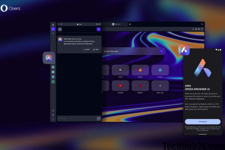 techhub24's tweet photo. Opera has joined the growing trend of integrating AI into web browsers with the introduction of Opera Aria AI. This native integration within the Opera browser leverages OpenAI's GPT model and is built on Opera's own "Composure" infrastructure. #Opera

https://t.co/RMPKJJjCaK https://t.co/tRenYFhQeU