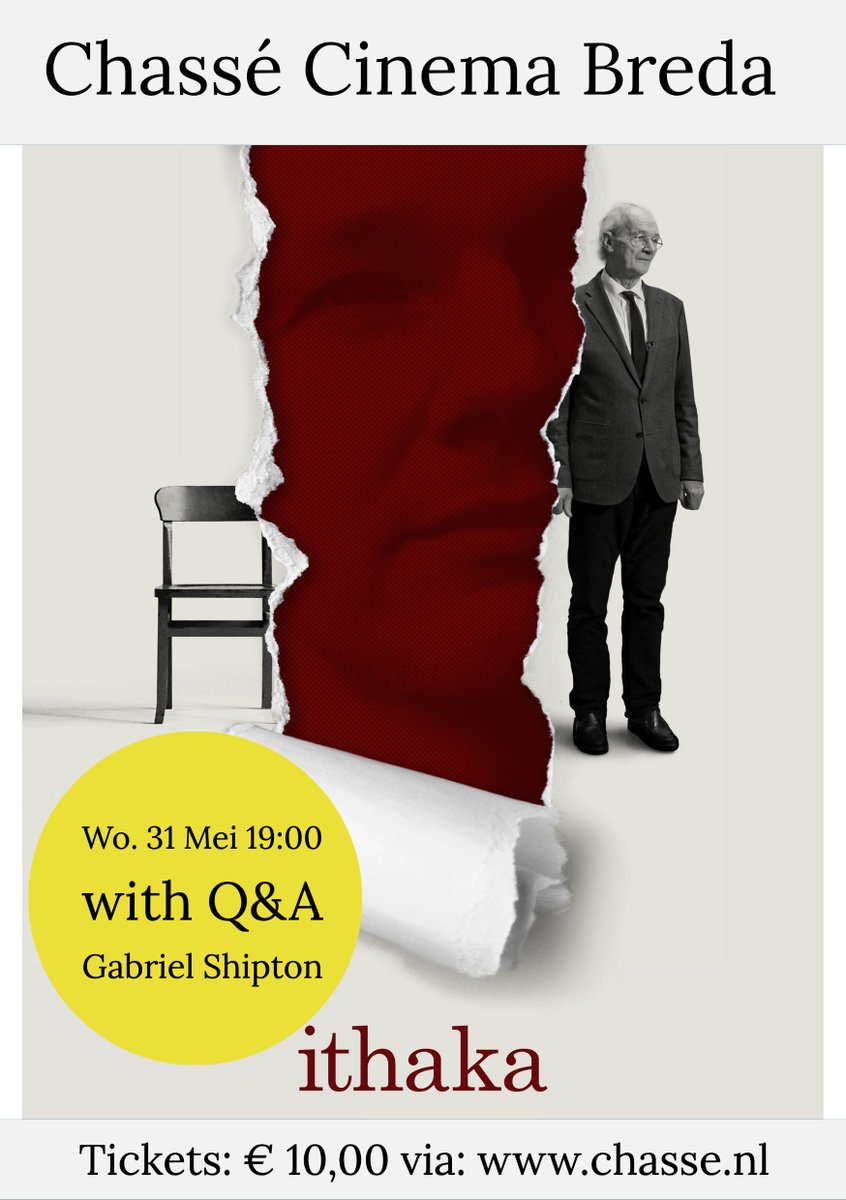 @brabantsdagblad Mooie art house documentaire bij @ChasseCinema
#Breda. 

Ithaka

De onvermoeibare strijd van vader John Shipton en verloofde (nu vrouw) StellaAssange om #WikiLeaks oprichter #JulianAssange vrij te krijgen, die > 4 jaar vast zit, zonder veroordeling.  

 chasse.nl