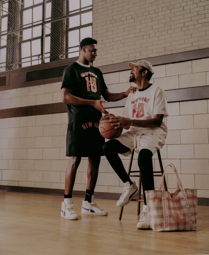 PUMA x @rhuigi is back, featuring two NYC basketball legends, @realwaltclydefrazier and @rjbarrett. ⁠ ⁠ Clyde Mid BBall is available now at cncpts.com.⁠ ⁠ #rhuigi #puma