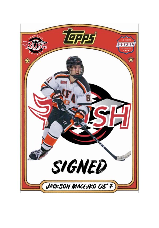PLAYER SIGNING!! The Rush are excited to announce the signing of 05’ Forward Jackson Macejko. “Jackson is a very fast, energetic, and skilled forward!! #RushReload #RAFL #UATW @The_DanKShow @USPHL