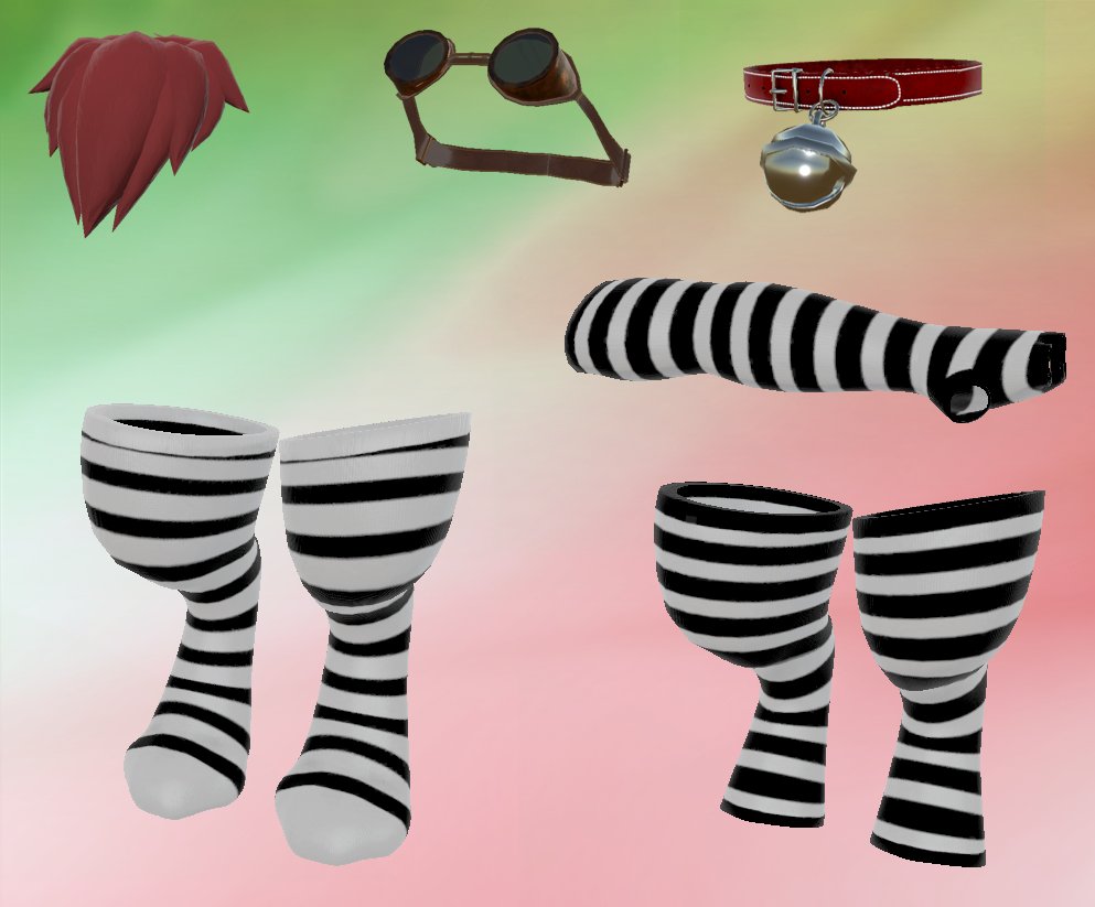 🎉 Exciting news, fluffies! 🎉 Added more accessories to the Noodle for VRChat ! Inventor glasses, a collar, chest fur, armwarmers, legwarmers, and long socks! 🐾 Level up your Noodle's cuteness and style with these adorable accessories! ♥ Included now in the gumroad version ♥