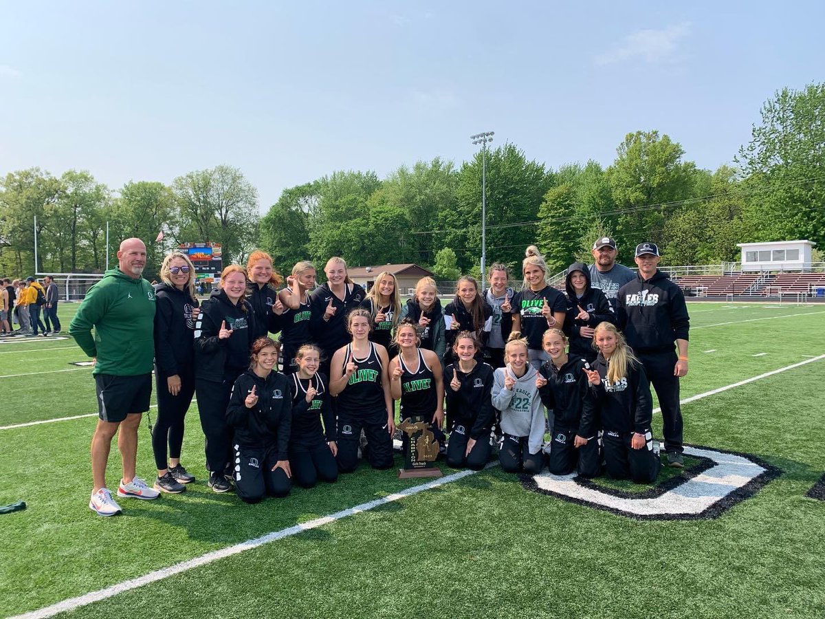 OlivetSports's tweet photo. The OHS girls’ track &amp; field team is currently No. 1 in the MITCA power rankings. Today, at the MITCA D3 Team State Meet in Clare, the Eagles are attempting to  prove the rankings right! Stay tuned for updates… https://t.co/YNUYtI23Js